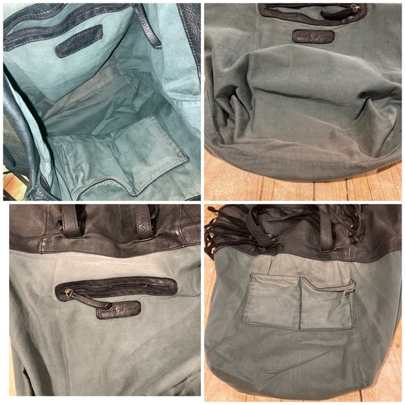 Monserat De Lucca Brizna Shopper Fringe Tote Bag Shoulder Purse Dark Green - Picture 14 of 16